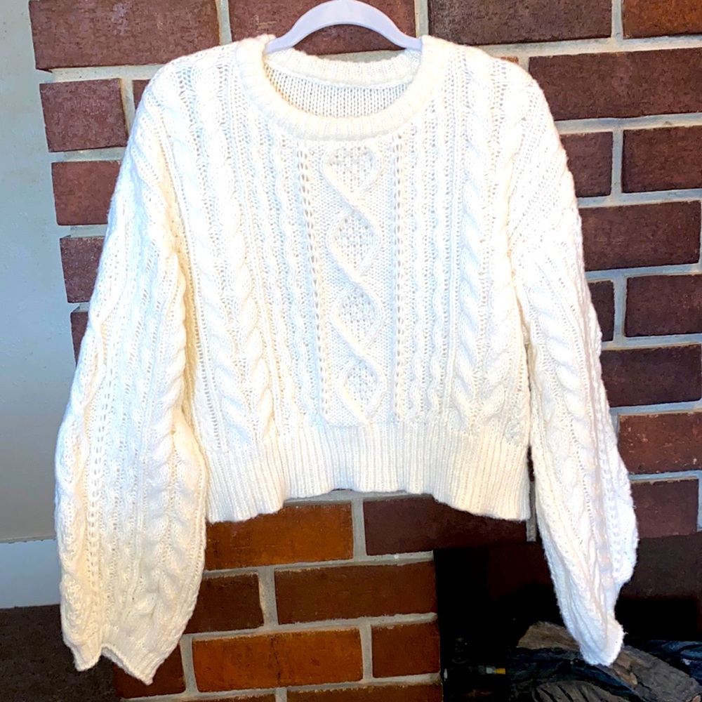 Dazy-Less Cable Knit Drop Shoulder Sweater
